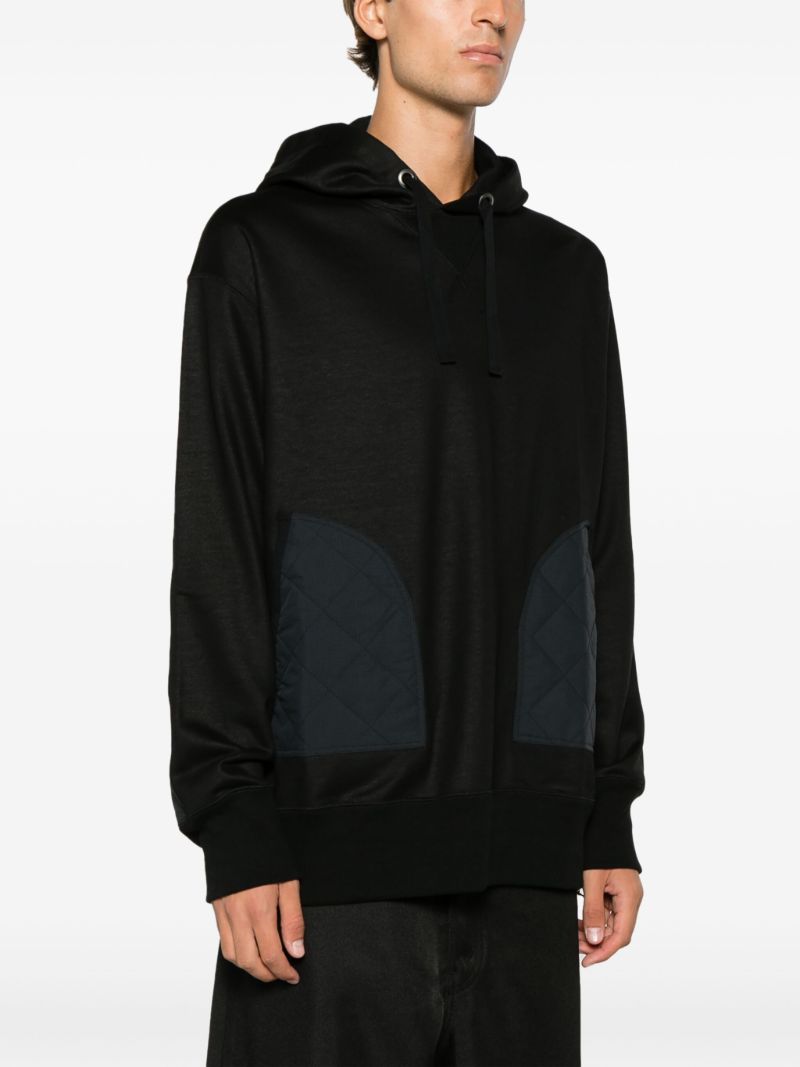 Black Quilted Cotton Hoodie