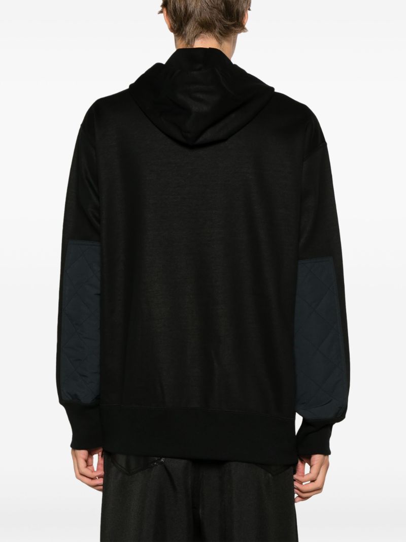 Black Quilted Cotton Hoodie