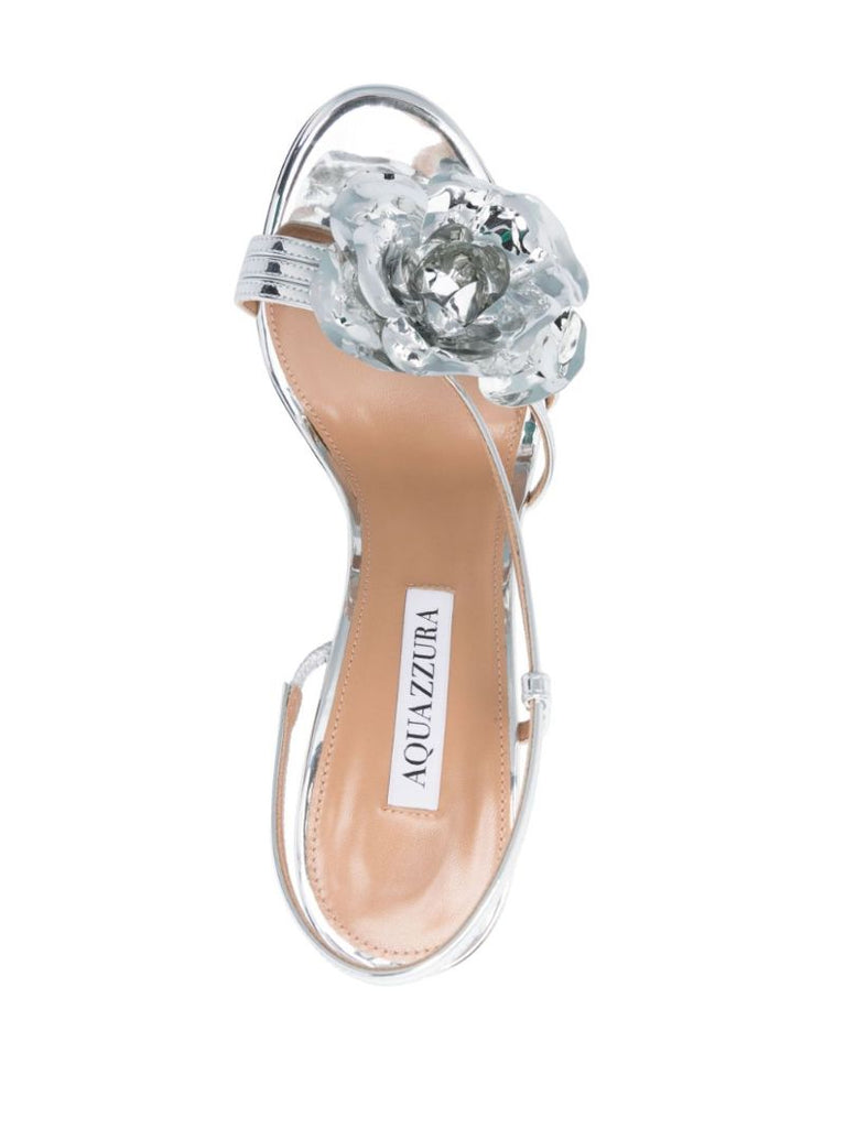 Silver-tone Paris Rose 105 Leather Sandals