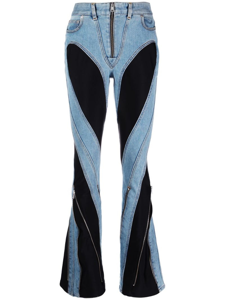 Blue Spiral Flared Jeans