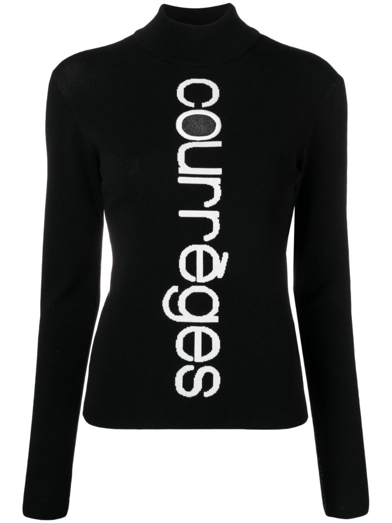 Black Logo-intarsia Cut-out Sweater