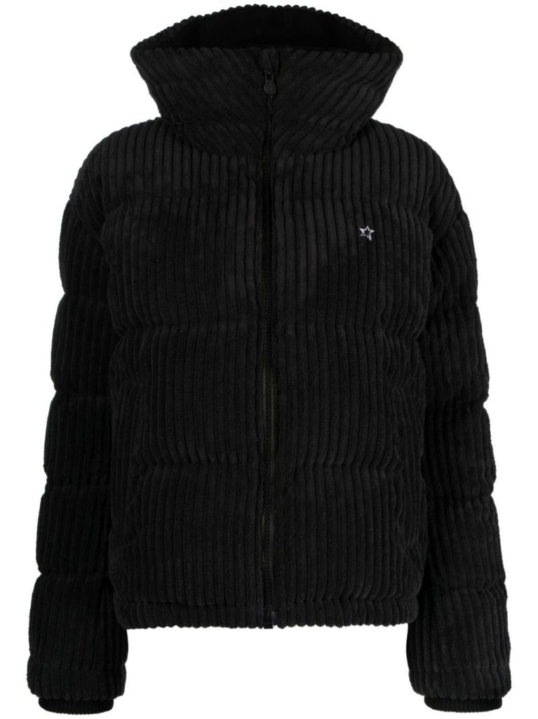Black Jumbo Corduroy Puffer Ski Jacket
