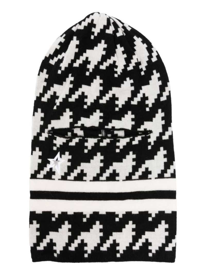 Black Houndstooth Merino Balaclava