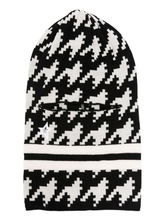Black Houndstooth Merino Balaclava