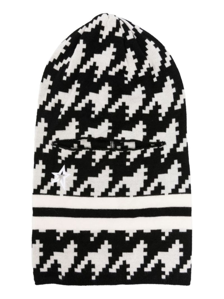 Black Houndstooth Merino Balaclava