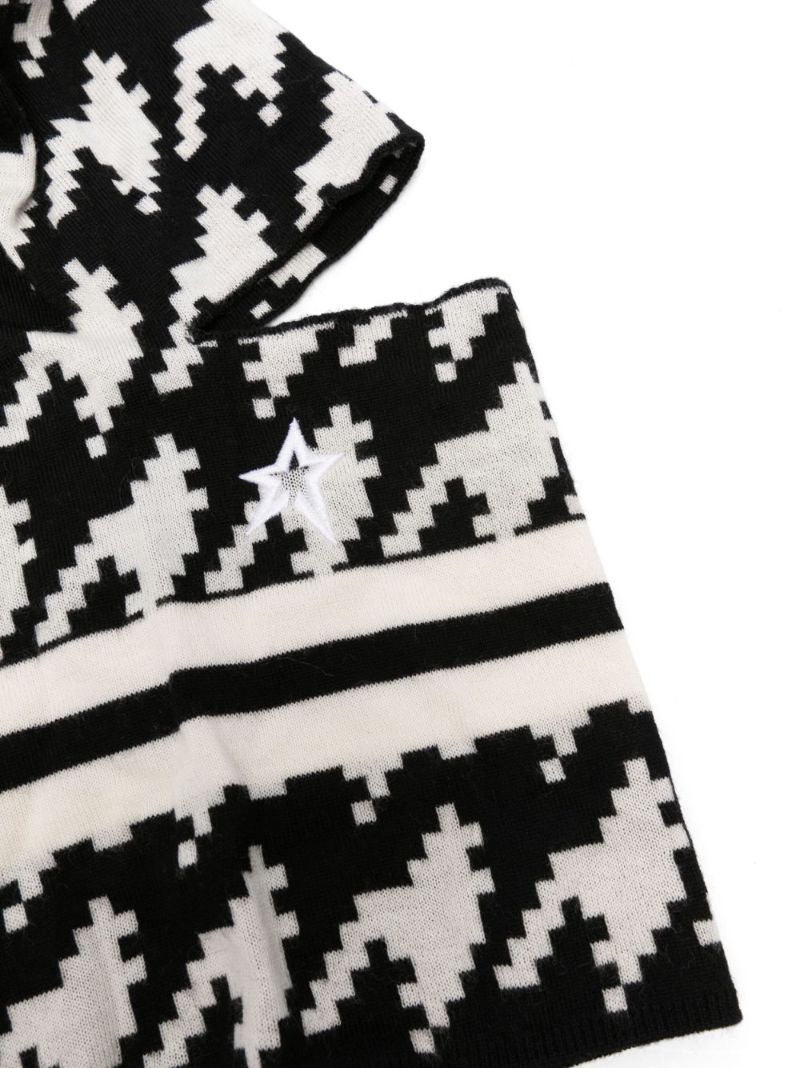 Black Houndstooth Merino Balaclava