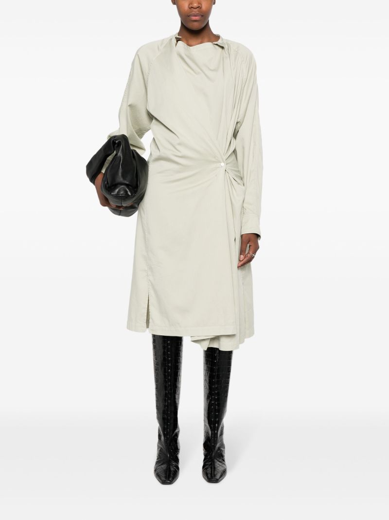Neutral Asymmetric Cotton Midi Dress
