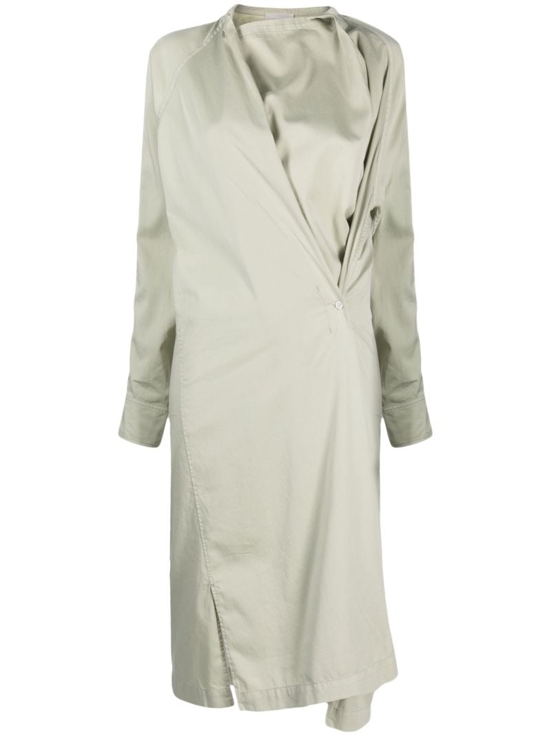Neutral Asymmetric Cotton Midi Dress