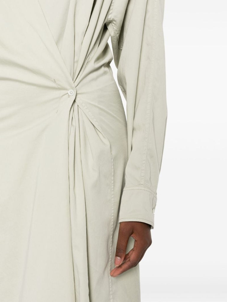 Neutral Asymmetric Cotton Midi Dress
