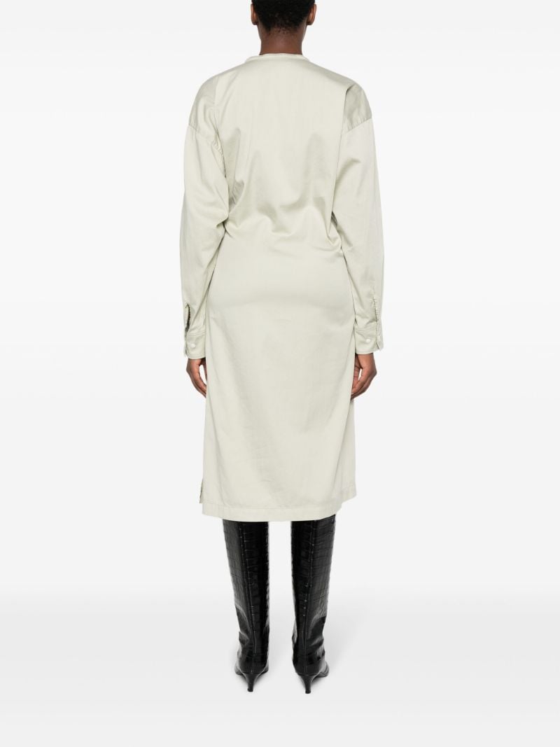 Neutral Asymmetric Cotton Midi Dress