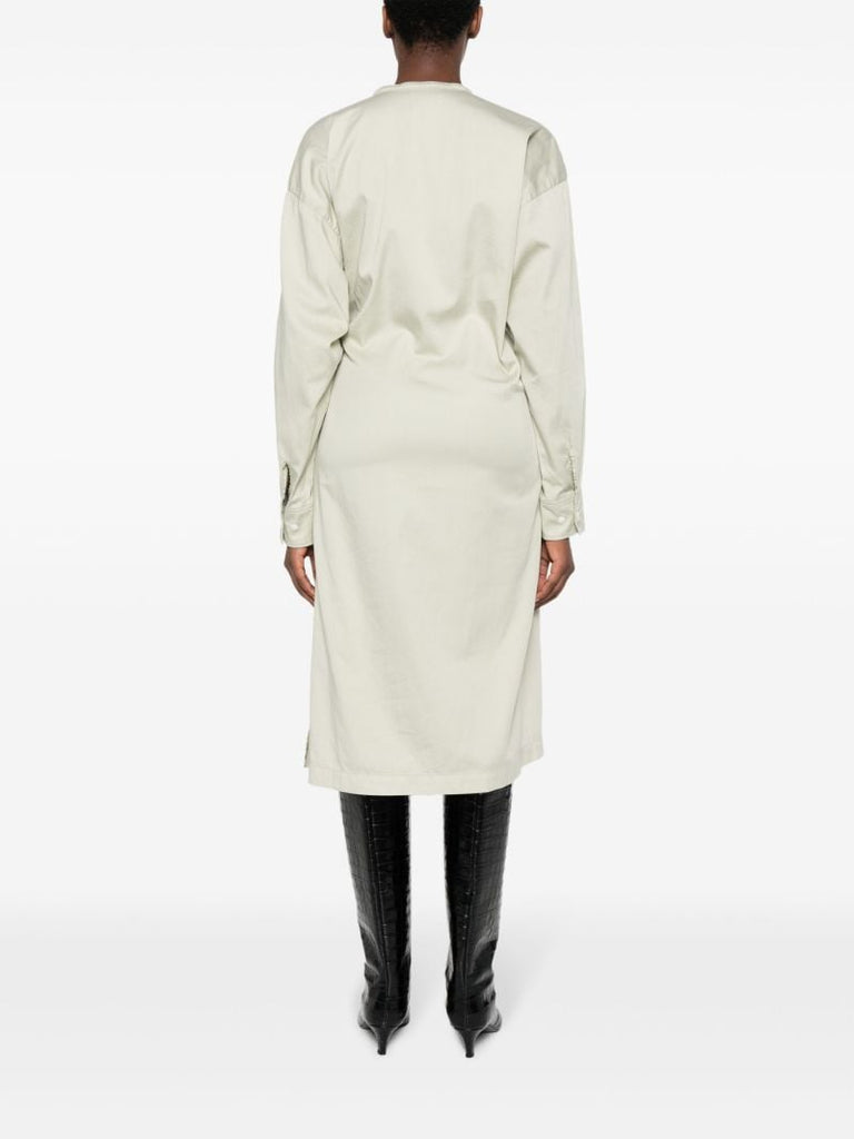 Neutral Asymmetric Cotton Midi Dress