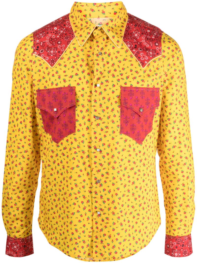Yellow Graphic-print Cotton Shirt