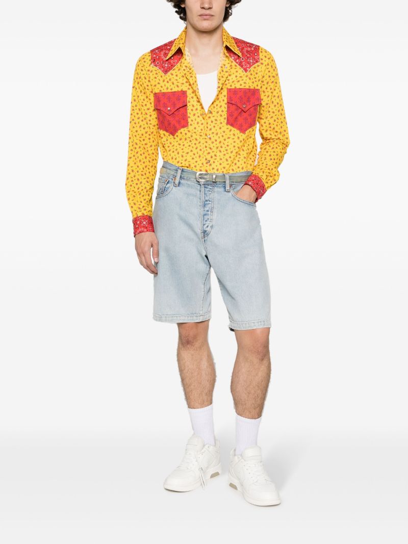 Yellow Graphic-print Cotton Shirt