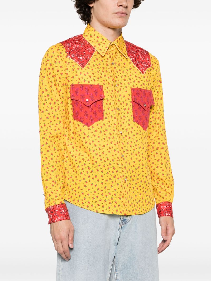 Yellow Graphic-print Cotton Shirt