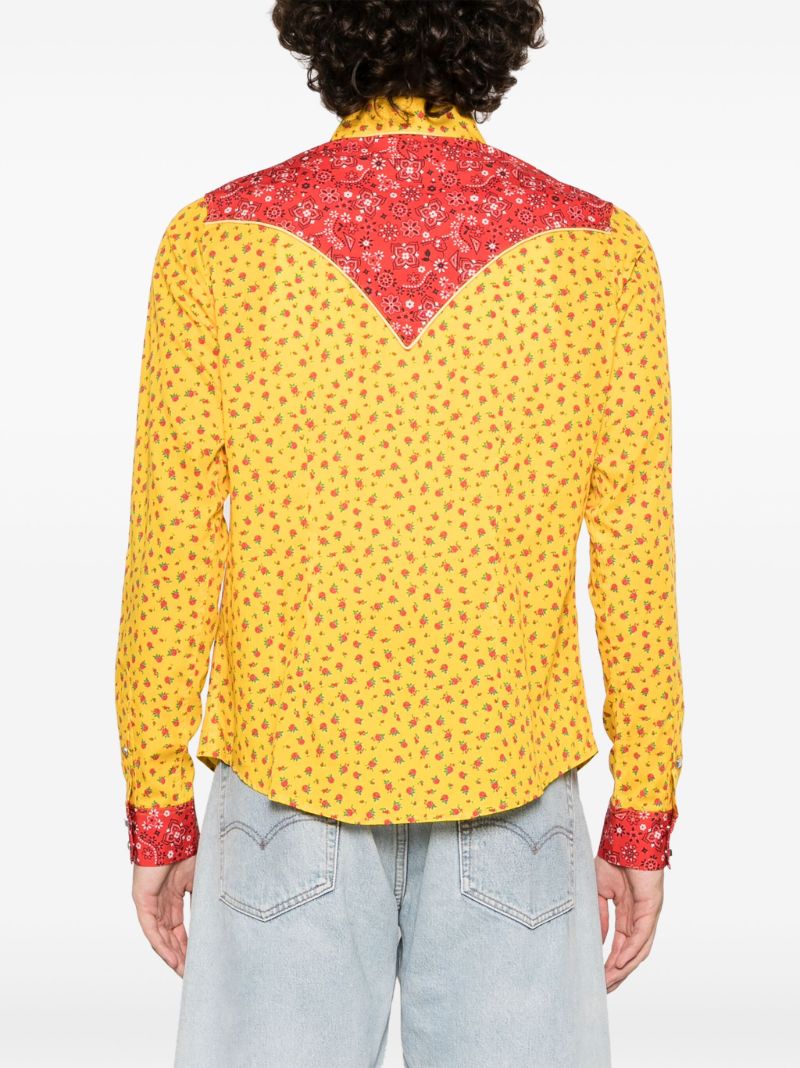 Yellow Graphic-print Cotton Shirt