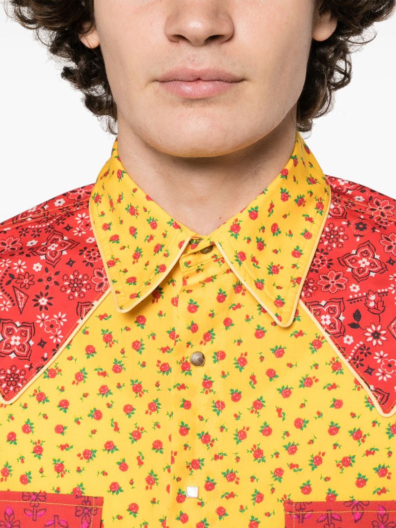 Yellow Graphic-print Cotton Shirt