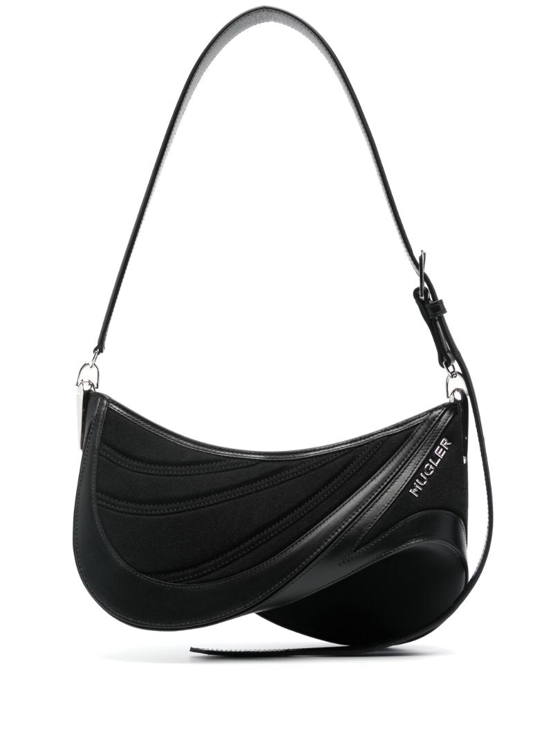 Black Spiral Curve 01 Shoulder Bag
