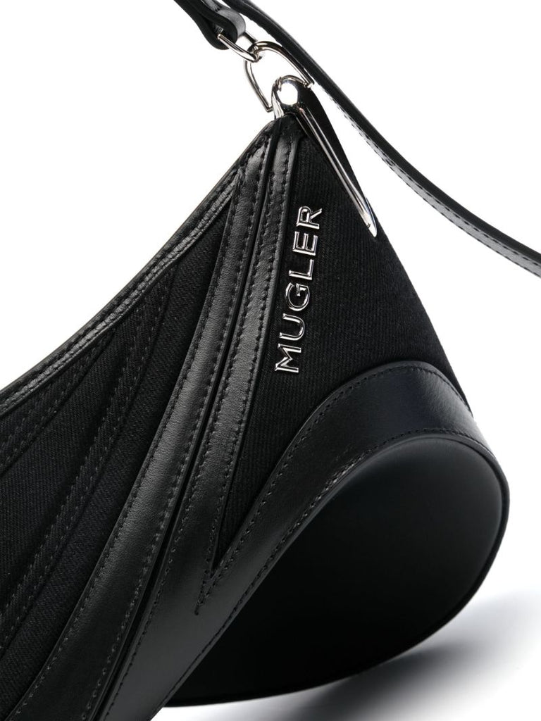 Black Spiral Curve 01 Shoulder Bag