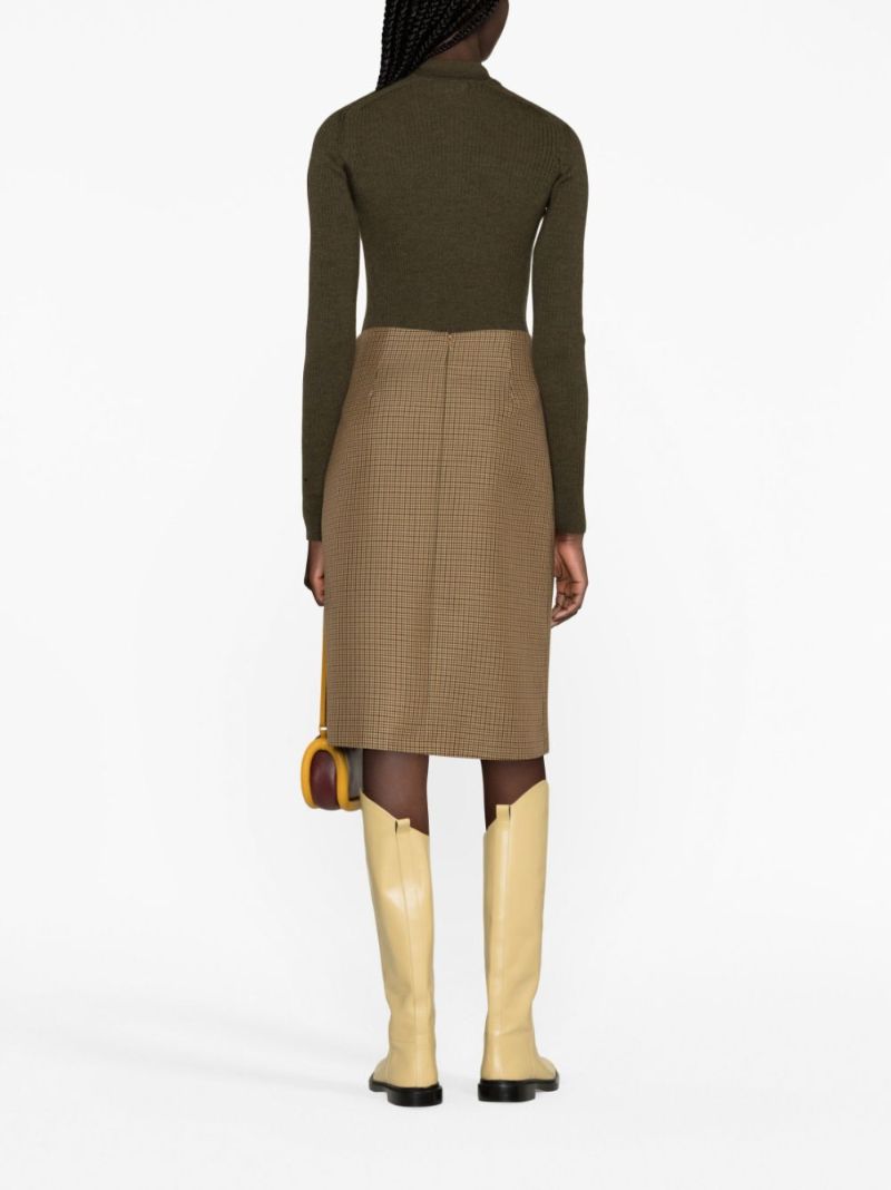 Brown Houndstooth Skirt