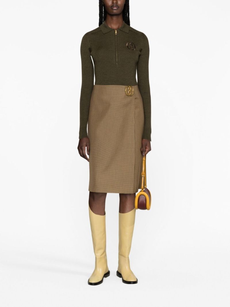 Brown Houndstooth Skirt