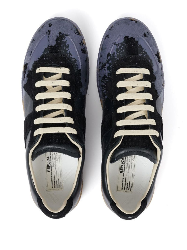 Black Paint Replica Leather Sneakers