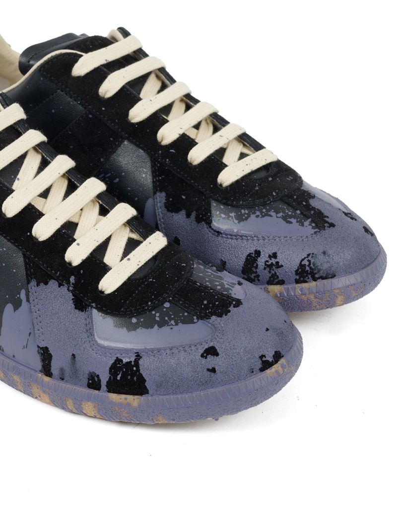 Black Paint Replica Leather Sneakers