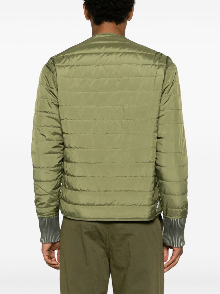 Green Army V-neck Quilted Jacket