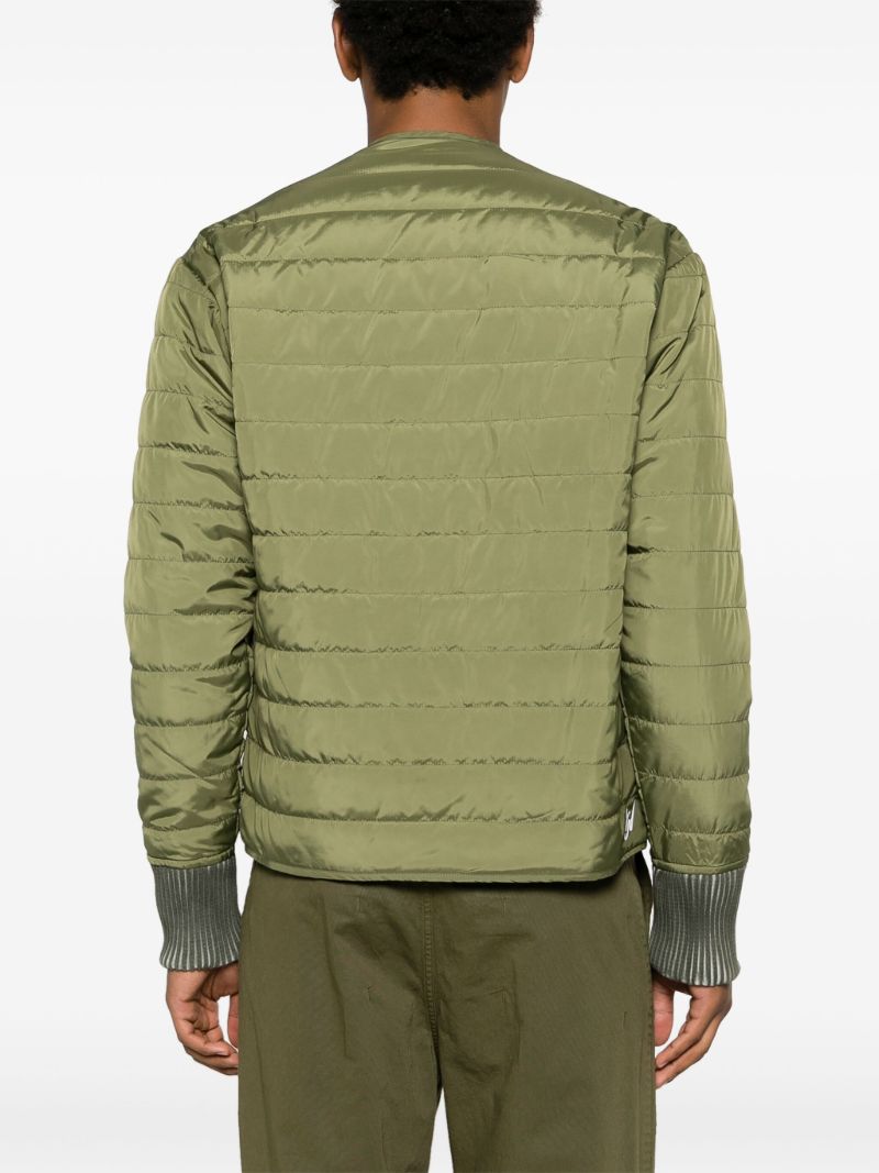 Green Army V-neck Quilted Jacket