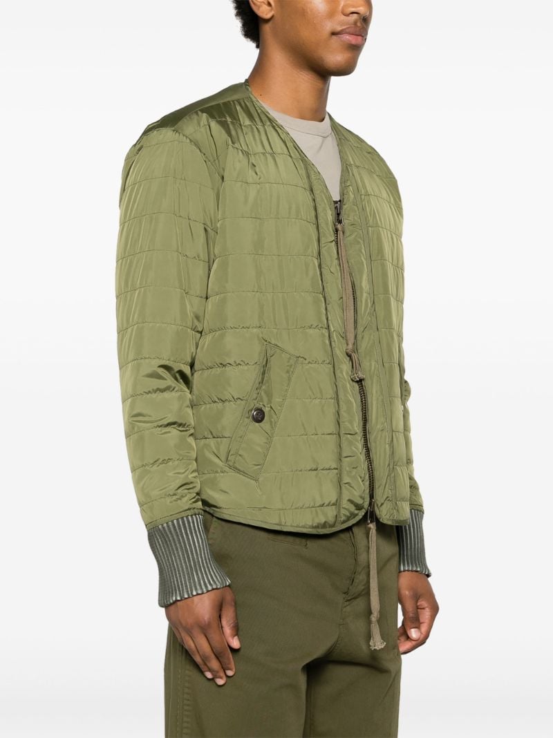 Green Army V-neck Quilted Jacket