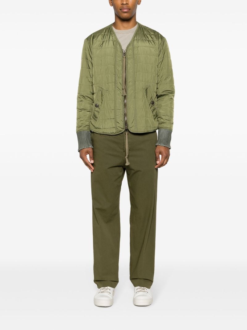 Green Army V-neck Quilted Jacket