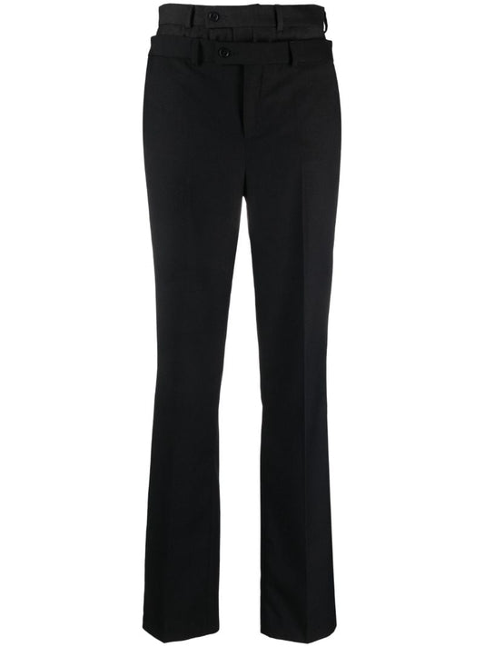 Black Double-waistband Trousers