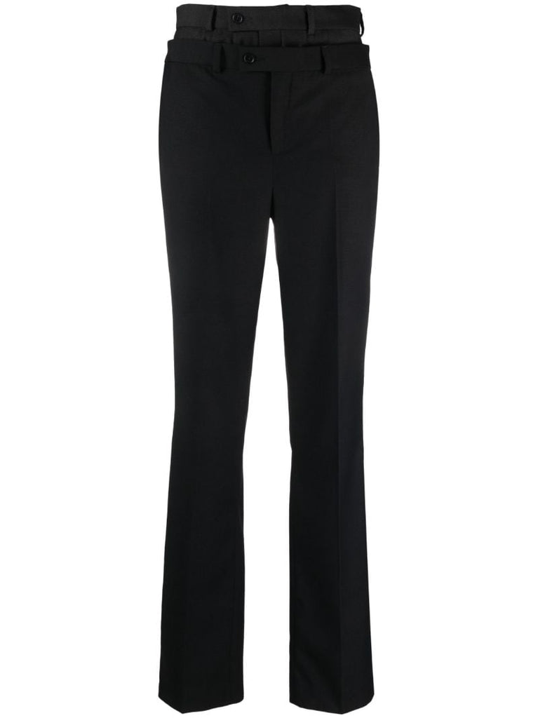 Black Double-waistband Trousers