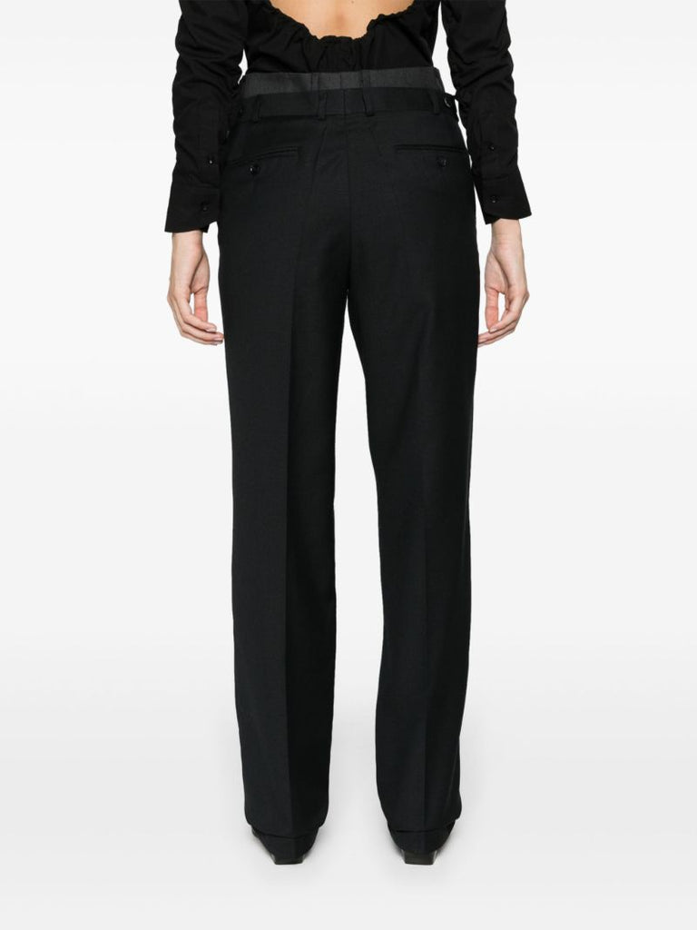 Black Double-waistband Trousers