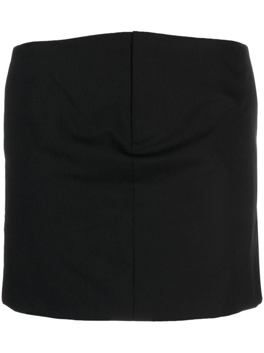 Black Paperback Wool Mini Skirt