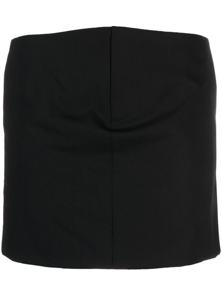 Black Paperback Wool Mini Skirt