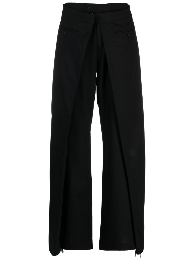 Black Layered Wool Trousers