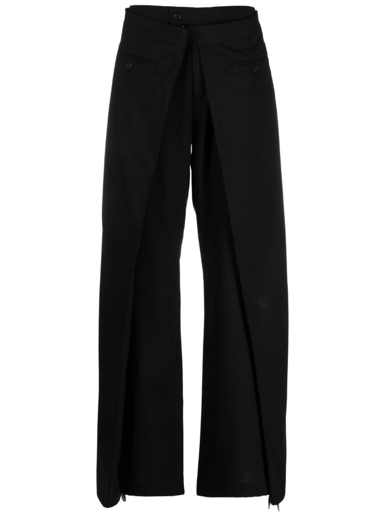 Black Layered Wool Trousers