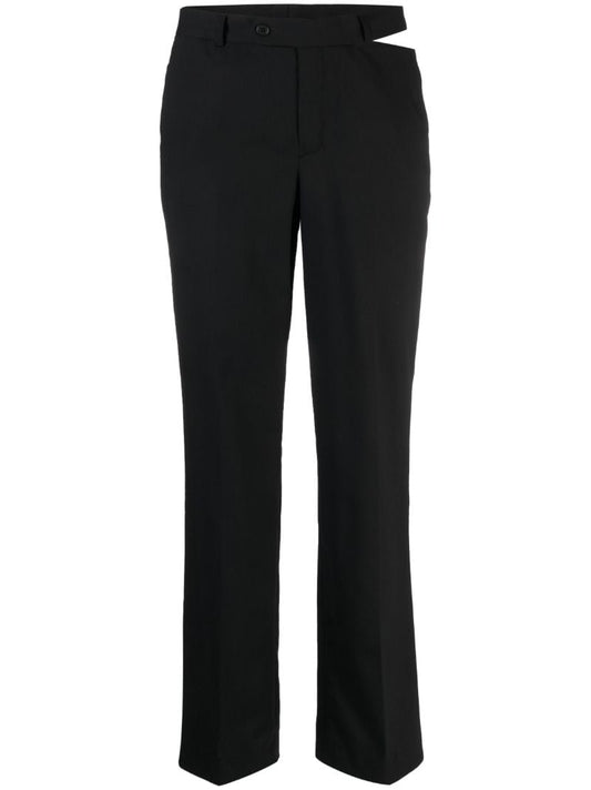 Black Straight-leg Wool Trousers