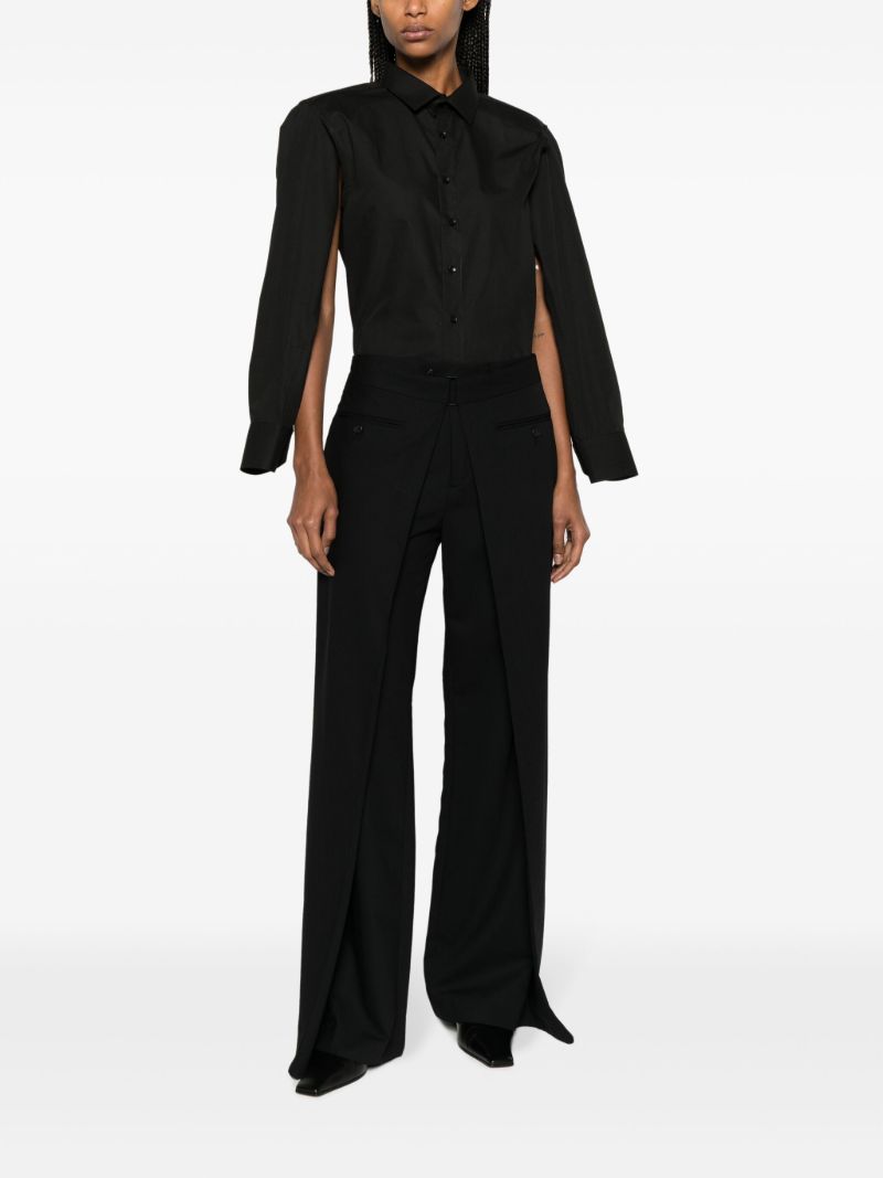 Black Split-sleeve Shirt