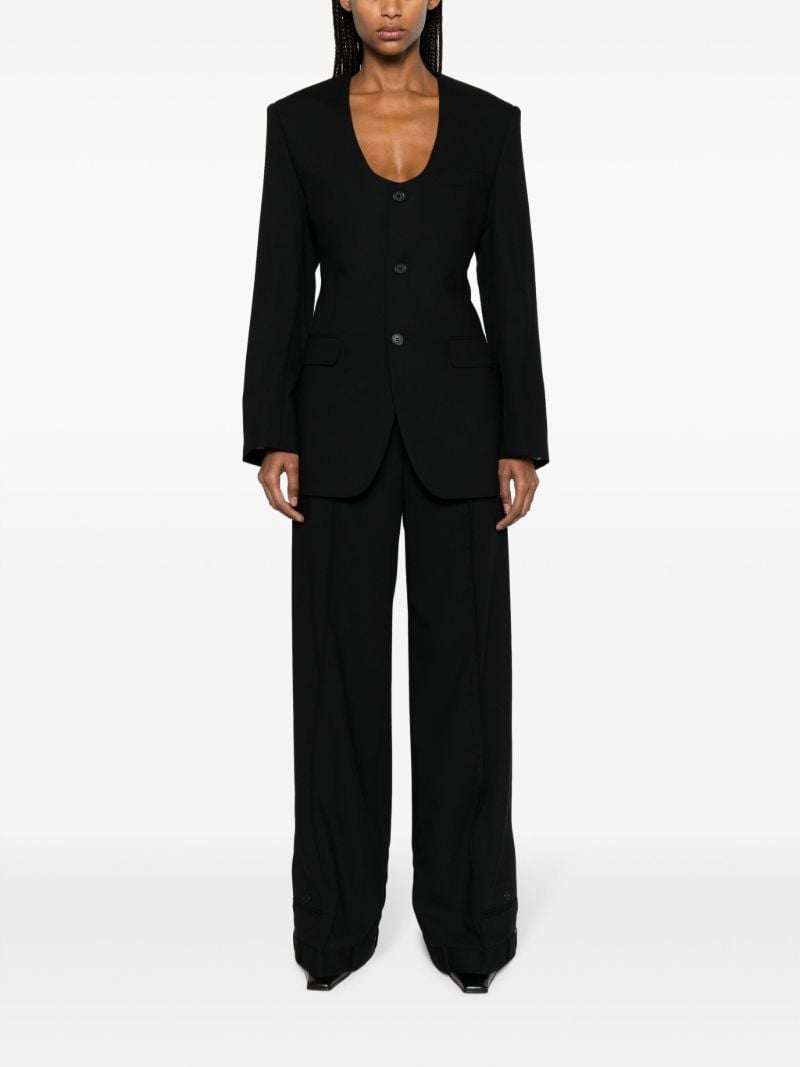 Black Upside Down Wool Trousers
