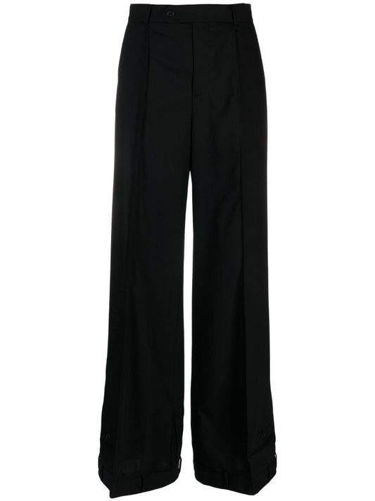 Black Upside Down Wool Trousers