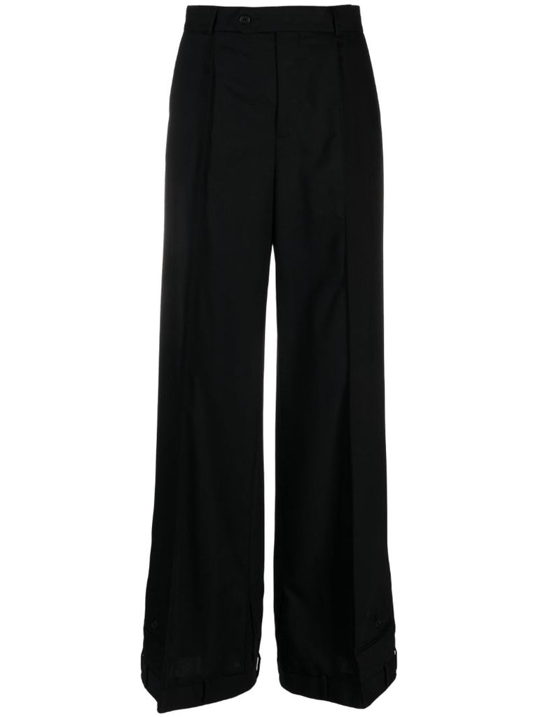 Black Upside Down Wool Trousers