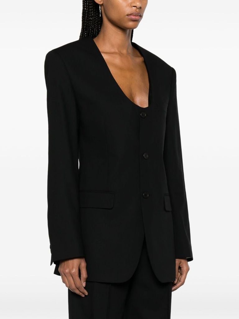 Black Single-breasted Wool Blazer