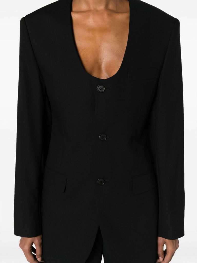 Black Single-breasted Wool Blazer