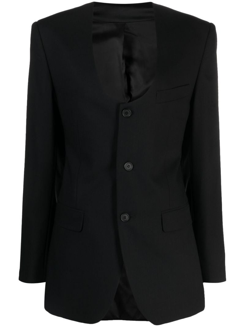 Black Single-breasted Wool Blazer