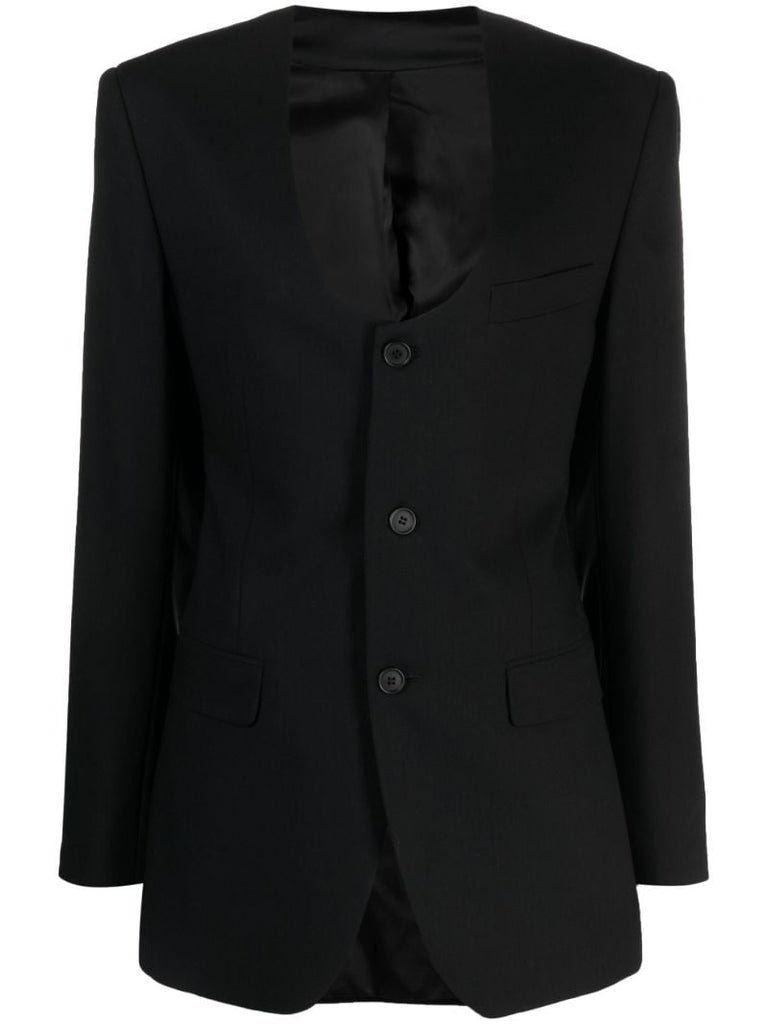 Black Single-breasted Wool Blazer