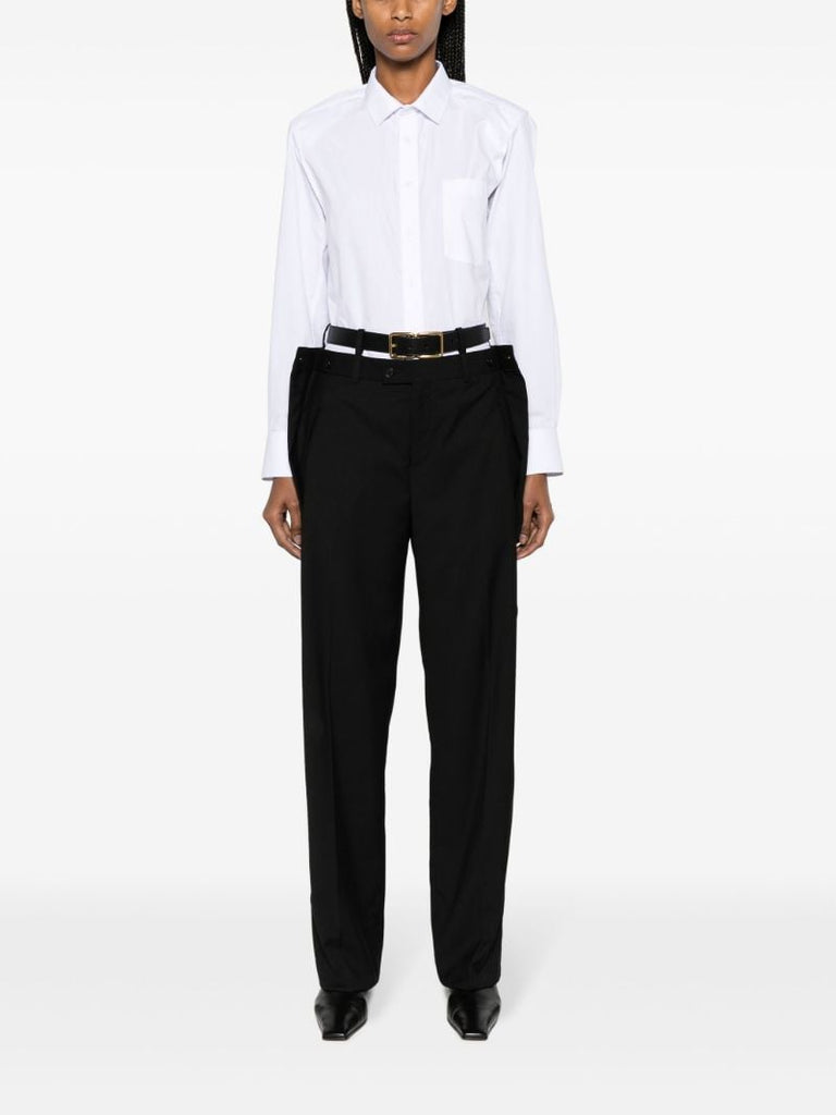 Black Straight-leg Wool Trousers