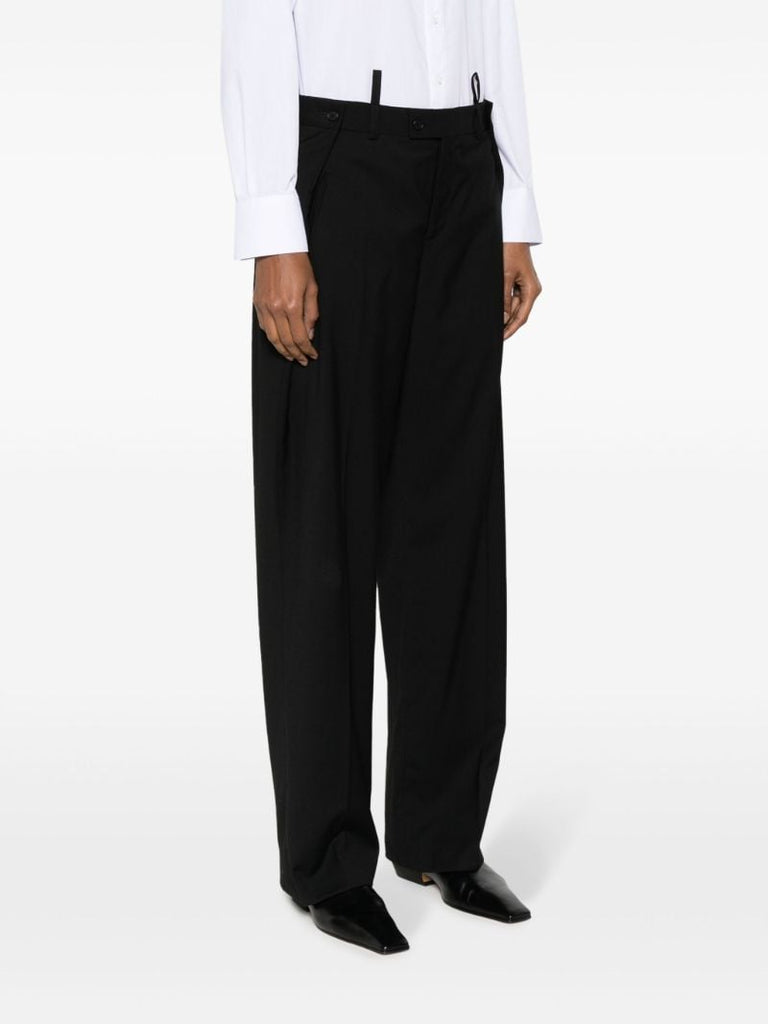 Black Straight-leg Wool Trousers