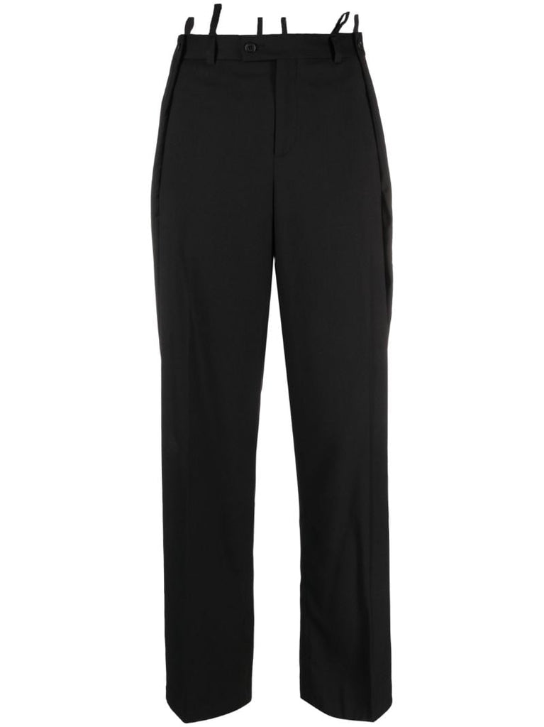Black Straight-leg Wool Trousers