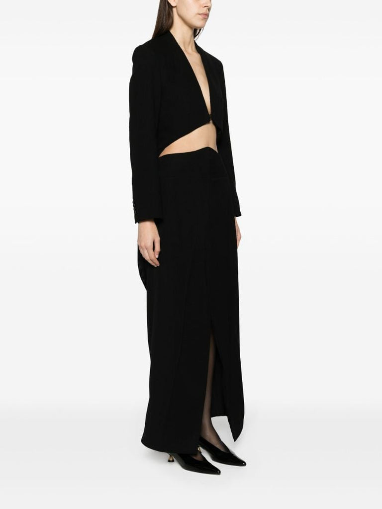 Black Tailcoat Wool Gown